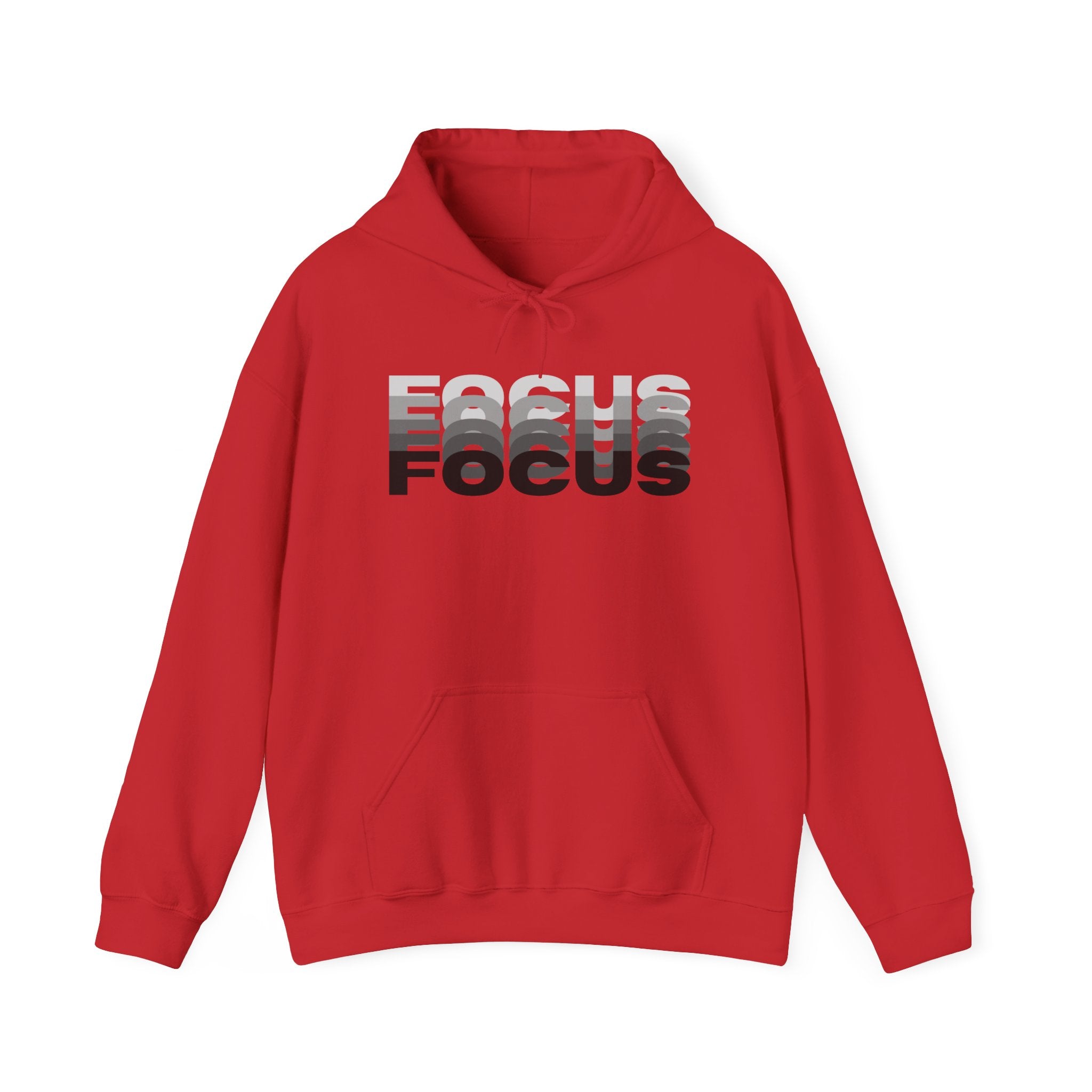FOCUS Hoodie — Mirrored Typography Motivational Sweatshirt